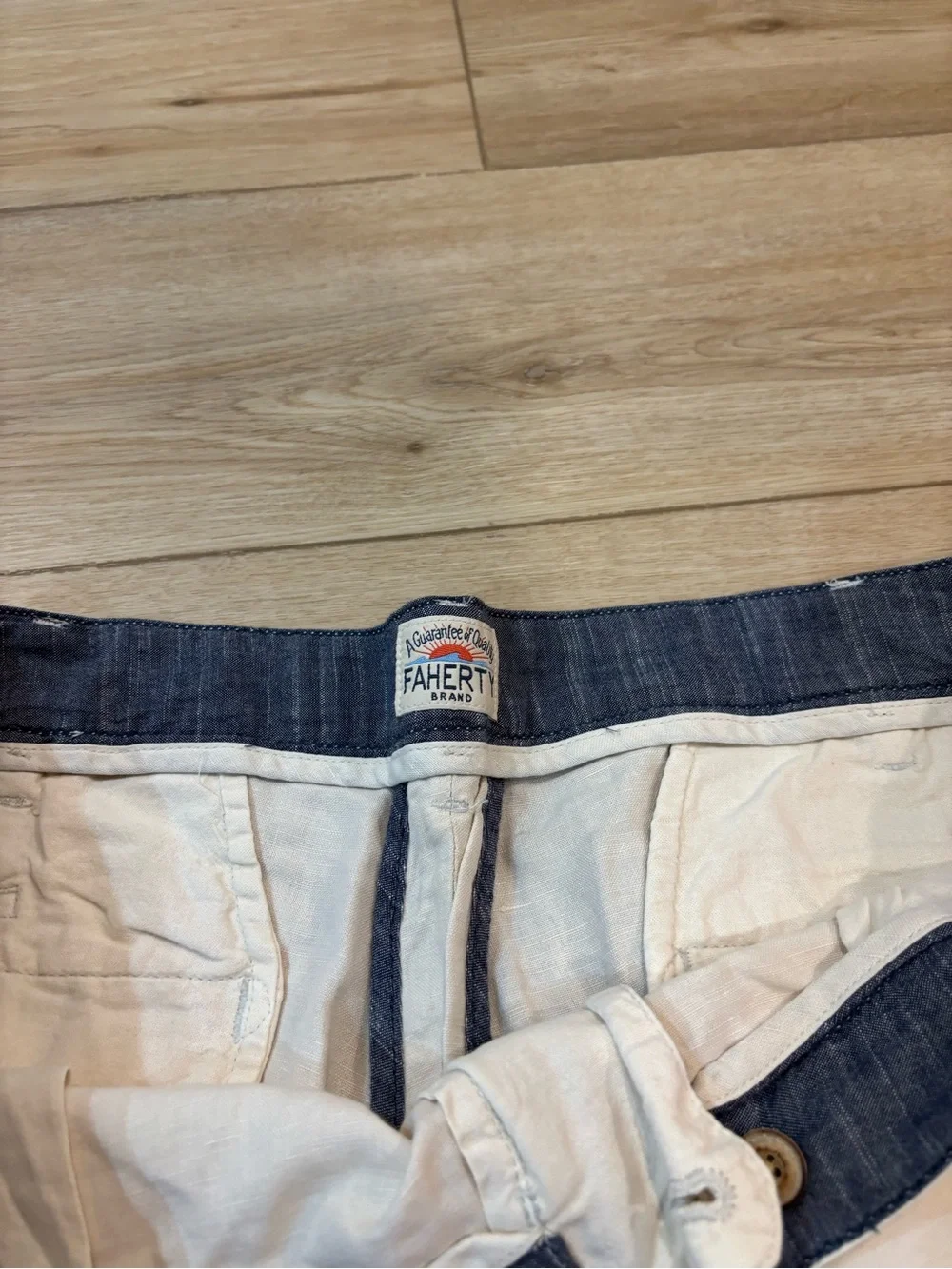 Faherty Malibu Shorts Cotton Linen Blend Summer Tan Khaki Men's 36 9” Inseam